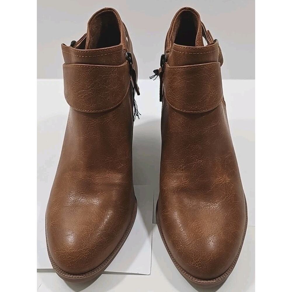 Dr. Scholl's~Woman Size 9.5M~Brown Faux Leather Kickstart Booties High Heel NWOB - Picture 3 of 12